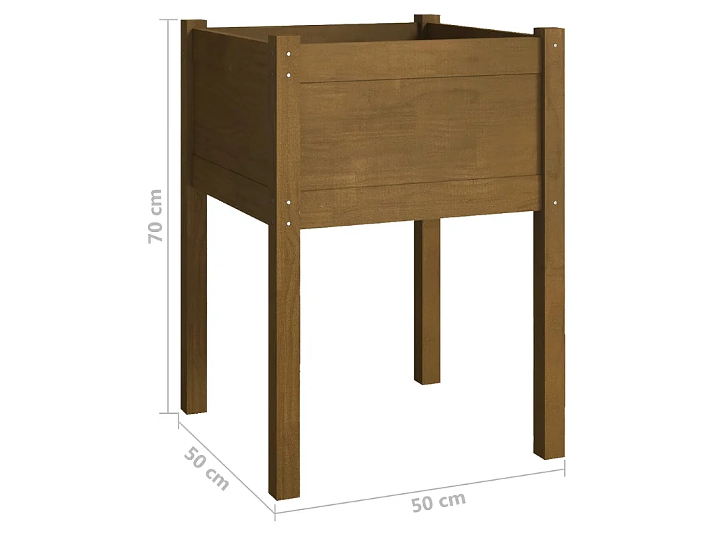 Jardinières 2 pcs Marron miel 50x50x70 Bois de pin massif
