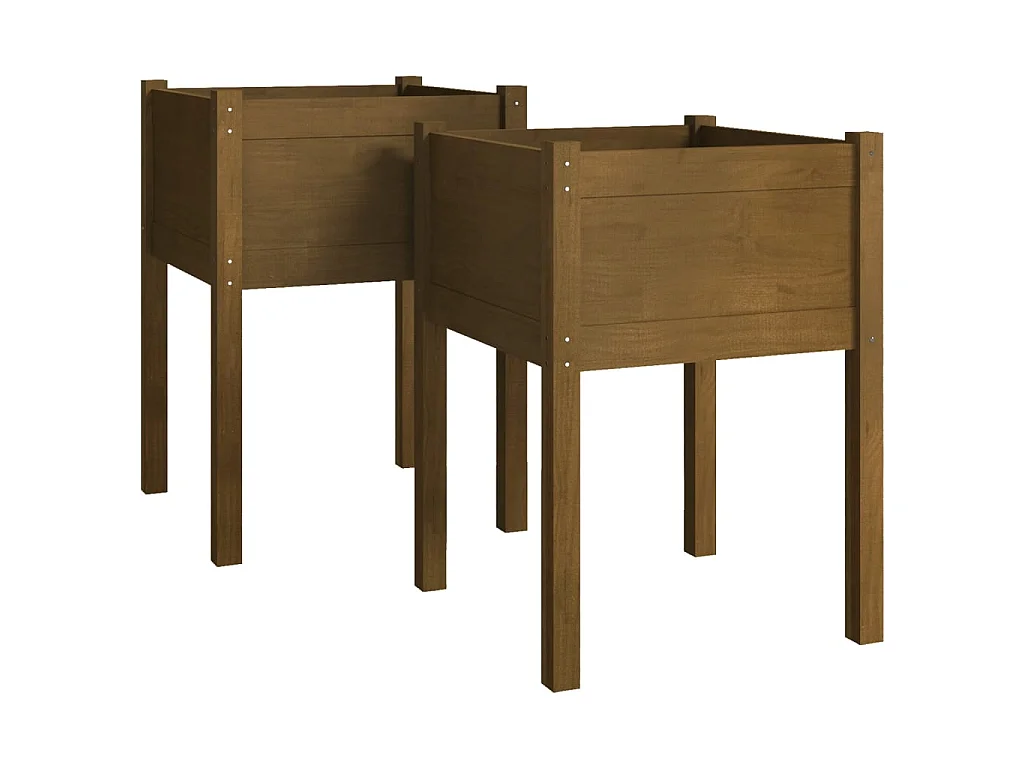 Jardinières 2 pcs Marron miel 50x50x70 Bois de pin massif