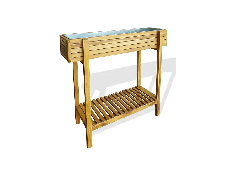 Jardinière Bois massif d'acacia et zinc