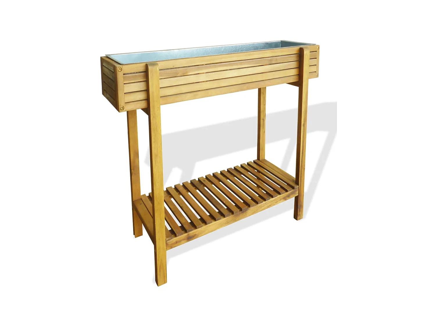 Jardinière Bois massif d'acacia et zinc