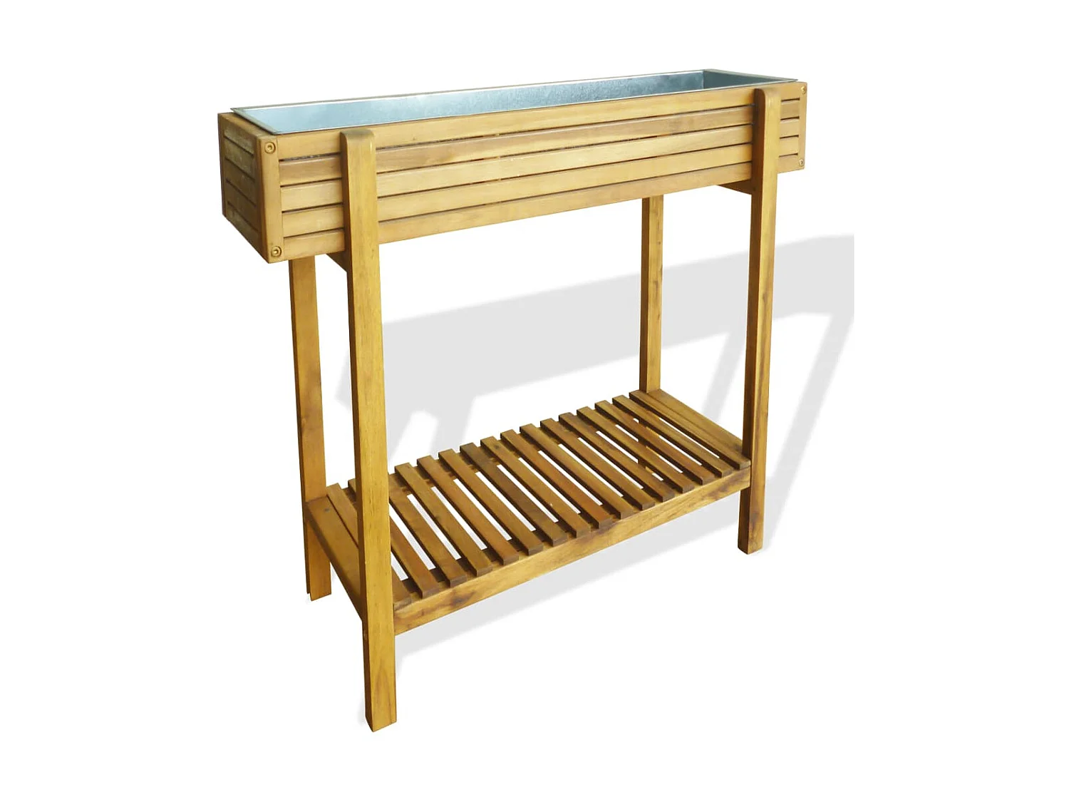 Jardinière Bois massif d'acacia et zinc