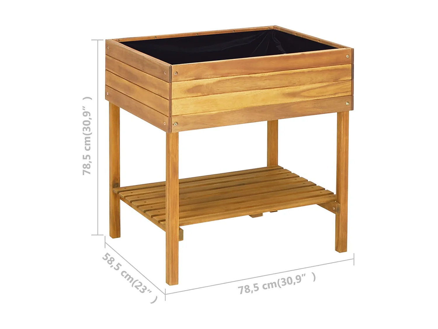 Jardinière surélevée 78,5x58,5x78,5 Bois massif d'acacia