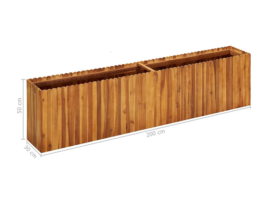 Jardinière 200x30x50 Bois massif d'acacia