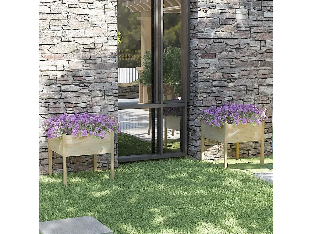 Jardinières d'extérieur 2 pcs 70x70x70 Bois de pin massif