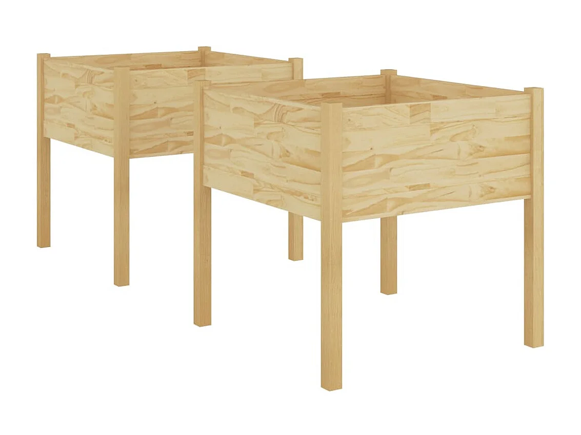 Jardinières d'extérieur 2 pcs 70x70x70 Bois de pin massif