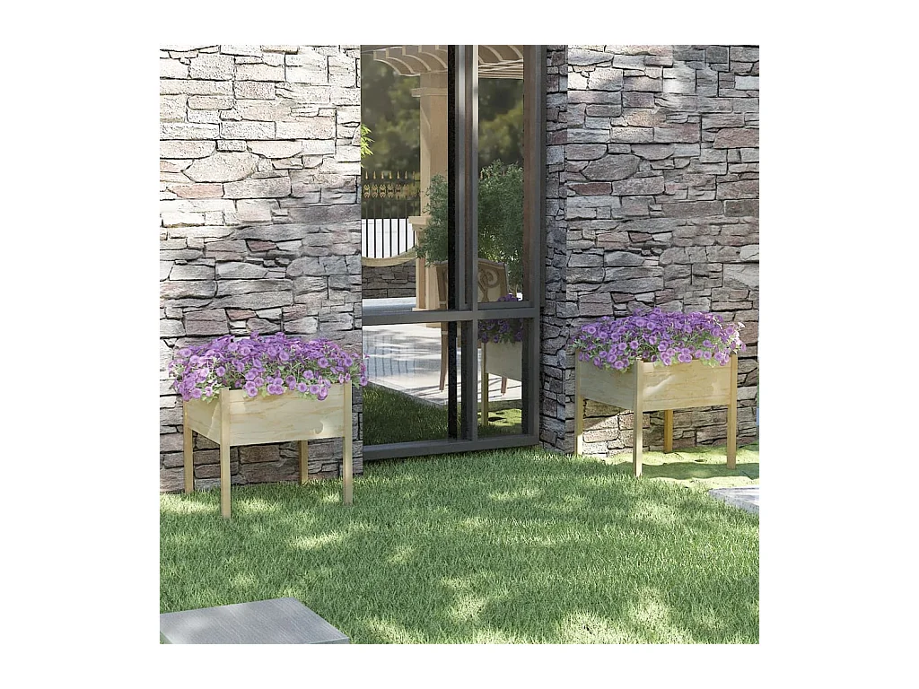Jardinières d'extérieur 2 pcs 70x70x70 Bois de pin massif