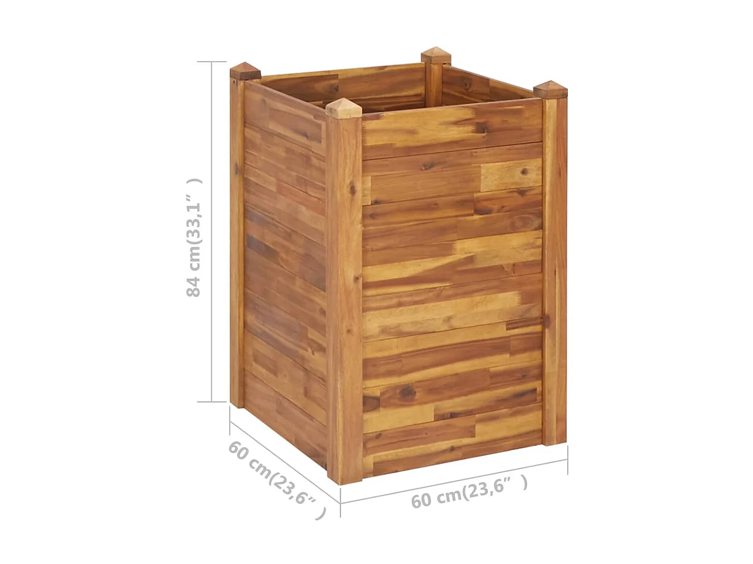 Jardinière 60x60x84 Bois massif d'acacia