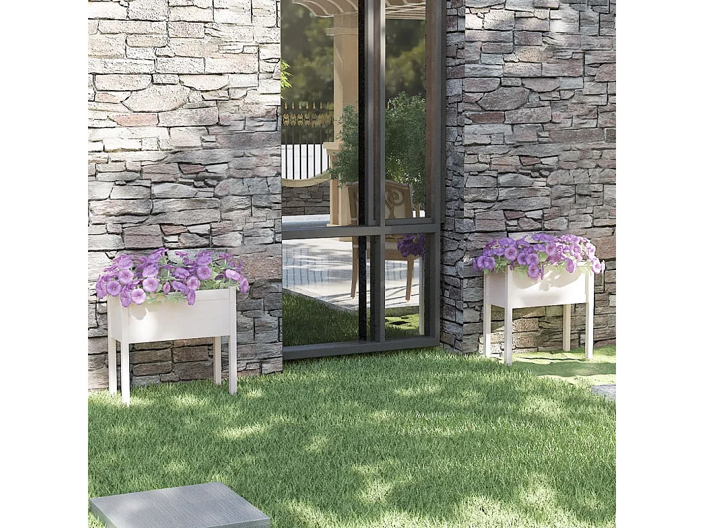 Jardinières 2 pcs Blanc 70x31x70 Bois de pin massif