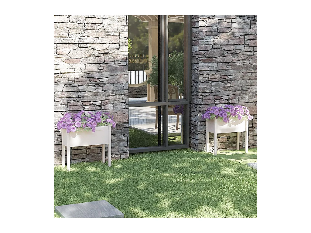 Jardinières 2 pcs Blanc 70x31x70 Bois de pin massif