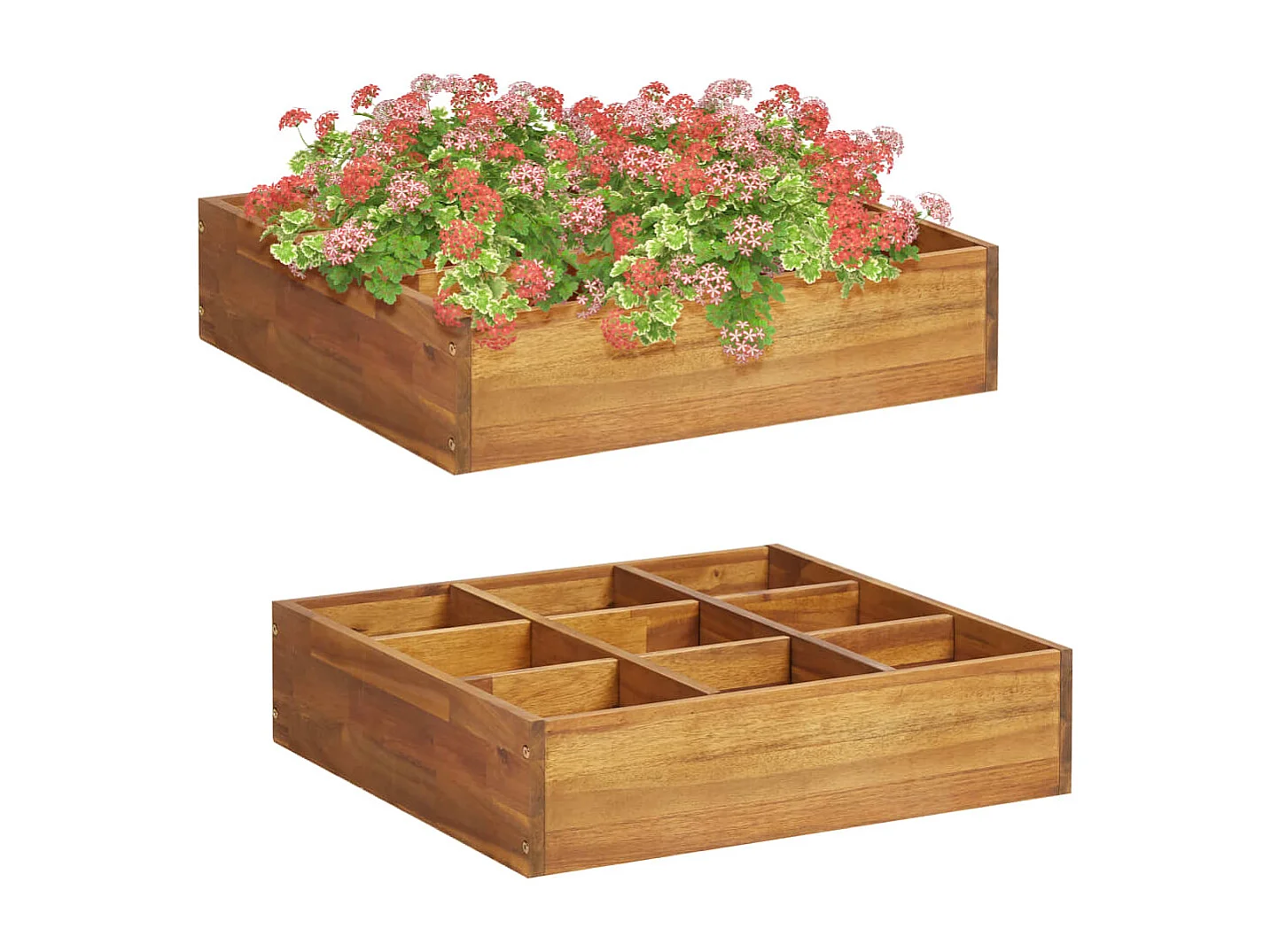 Jardinièrede jardin à herbes Bois d'acacia massif 60x60x15