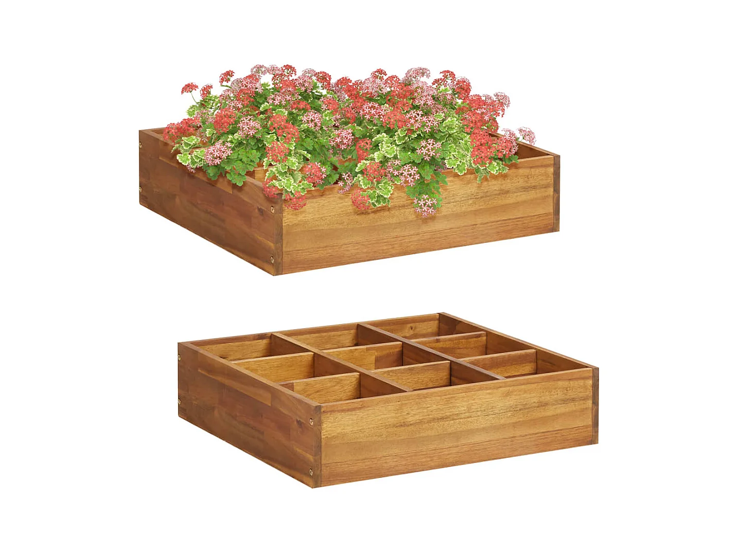Jardinièrede jardin à herbes Bois d'acacia massif 60x60x15