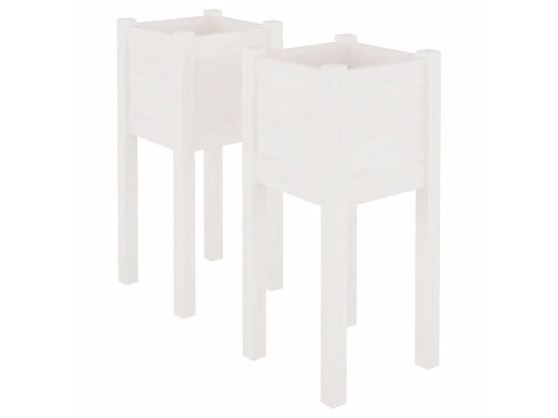 Jardinières d'extérieur 2 pcs Blanc 31x31x70 Bois de pin