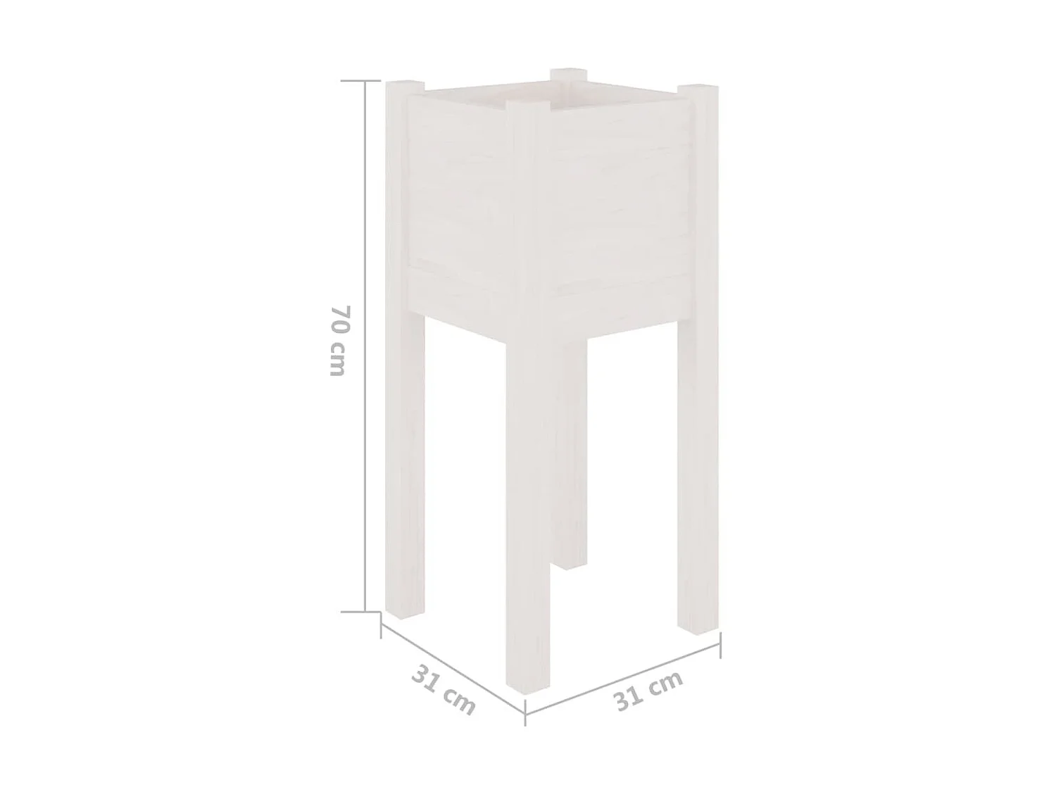 Jardinières d'extérieur 2 pcs Blanc 31x31x70 Bois de pin