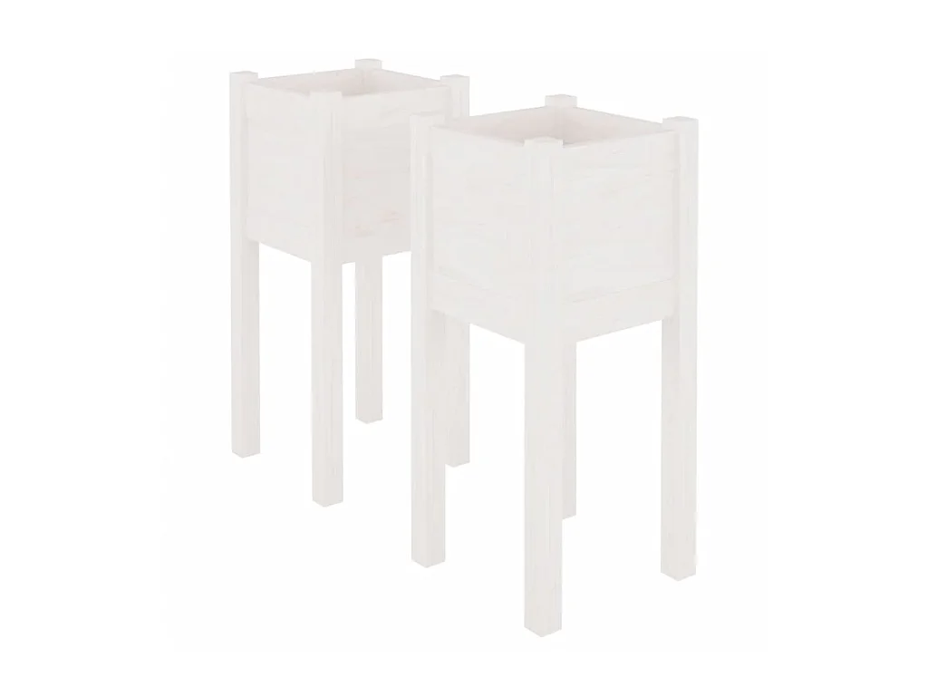 Jardinières d'extérieur 2 pcs Blanc 31x31x70 Bois de pin