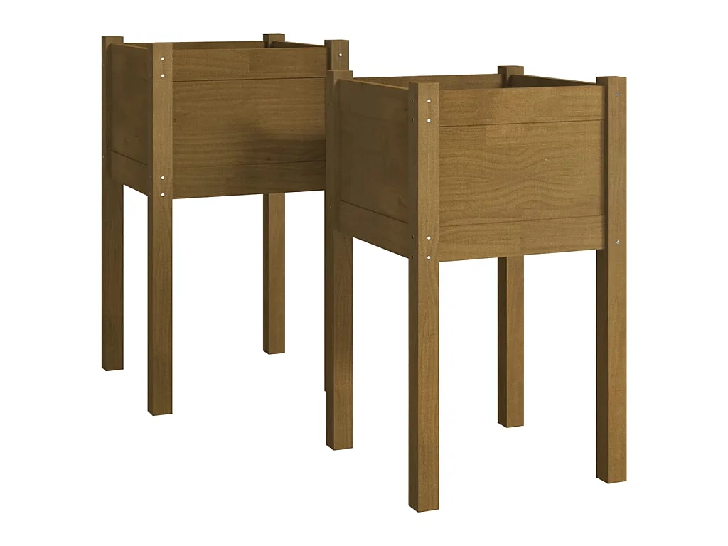 Jardinières 2 pcs Marron miel 40x40x70 Bois de pin massif