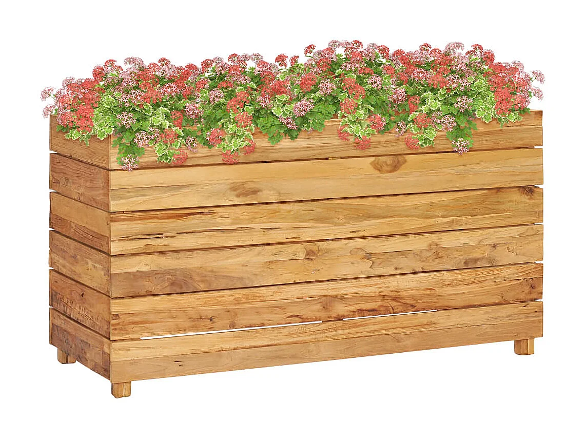 Jardinière 100x40x55 Bois de teck recyclé et acier