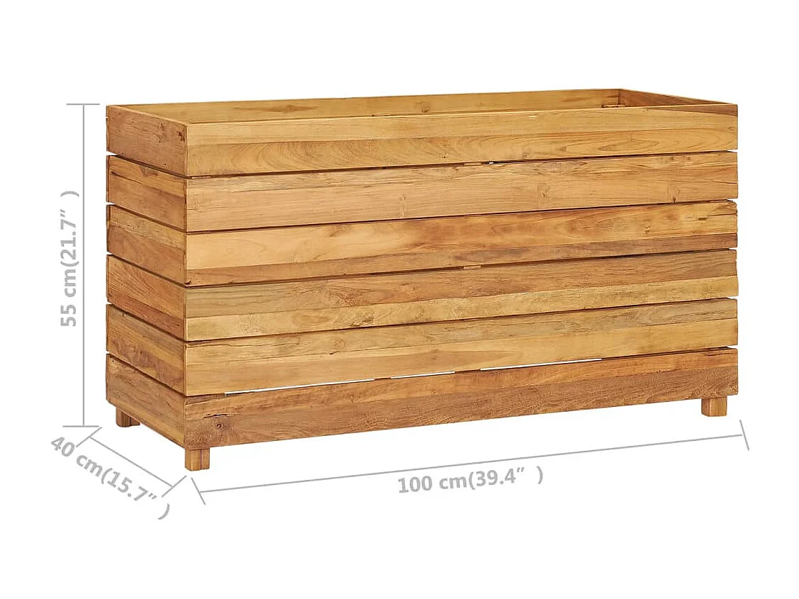 Jardinière 100x40x55 Bois de teck recyclé et acier