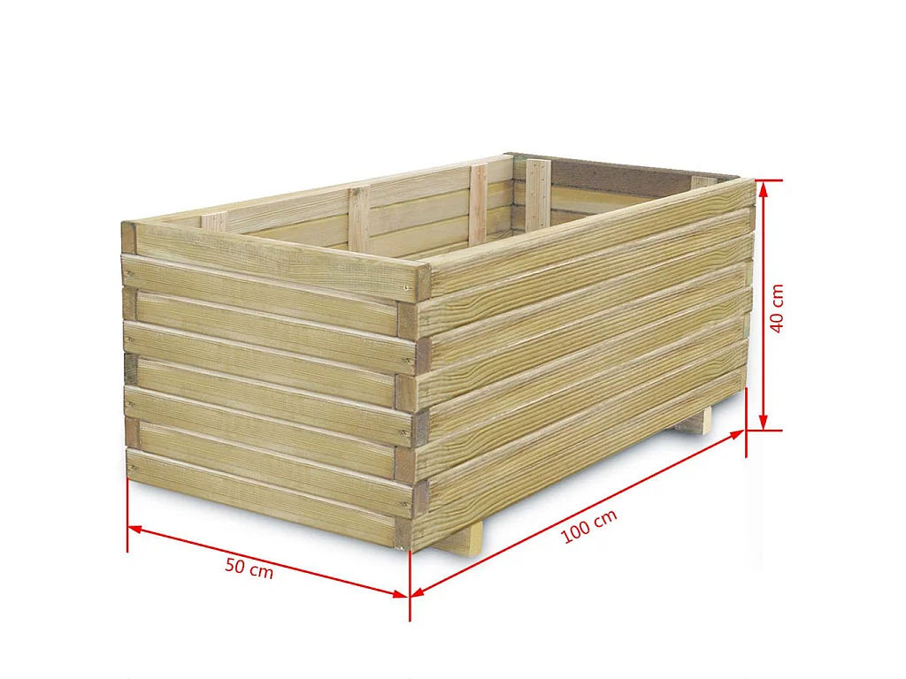 Jardinière rectangulaire 100 x 50x40 Bois