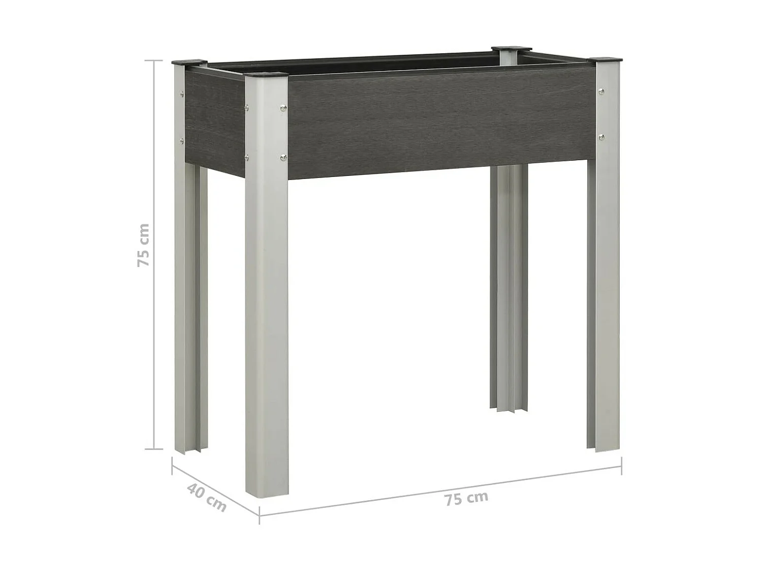 Jardinière 75x40x75 WPC Gris