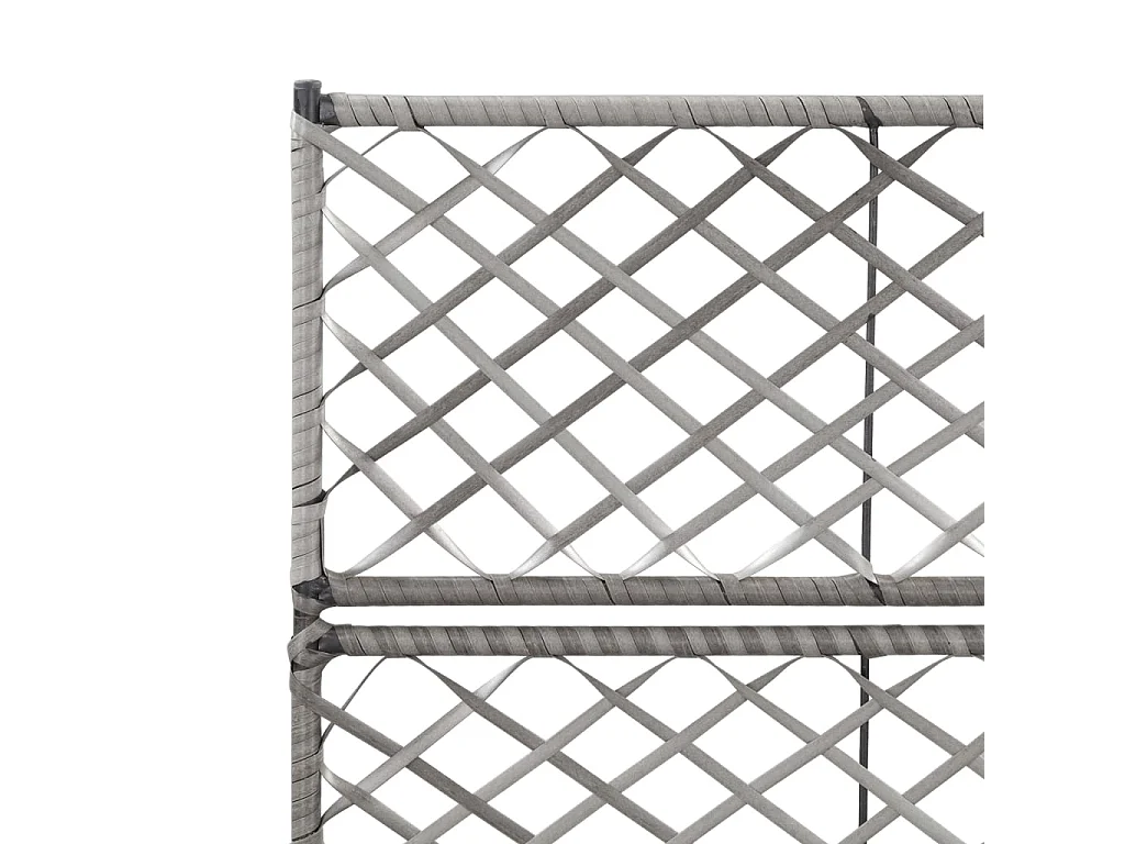 Jardinière en treillis 2 pots 58x30x107 Résine tressée Gris