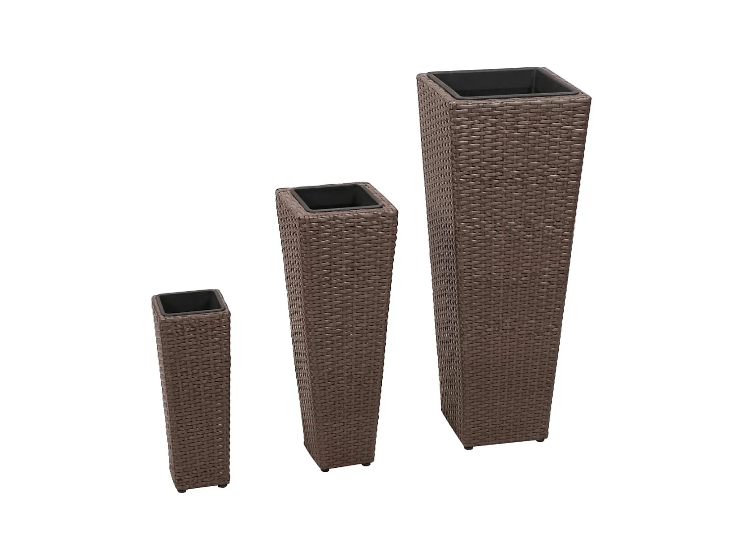 Jardinières 3 pcs Résine tressée Marron 3