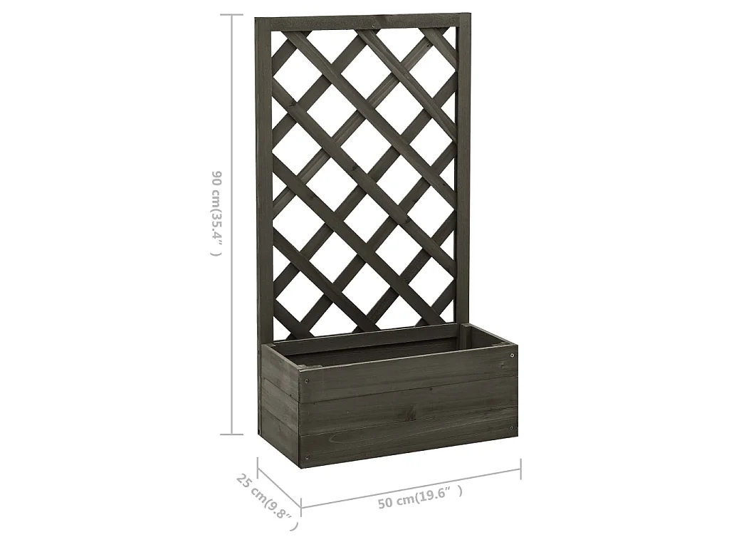 Jardinière à treillis de jardin Gris 50x25x90 Bois de sapin
