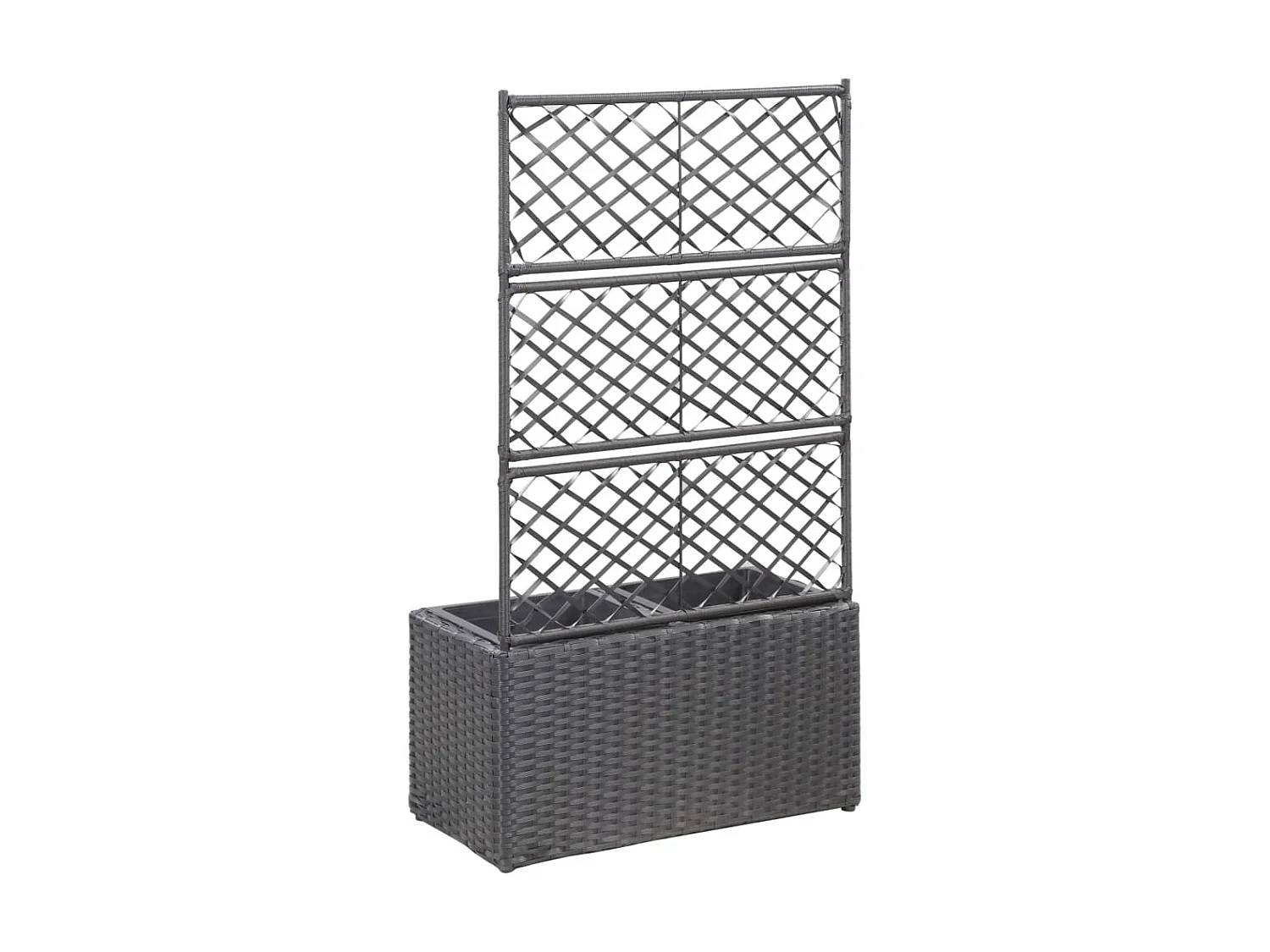 Jardinière treillis 2 pots 58x30x107 Résine tressée Marron