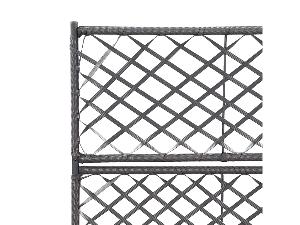 Jardinière treillis 2 pots 58x30x107 Résine tressée Marron