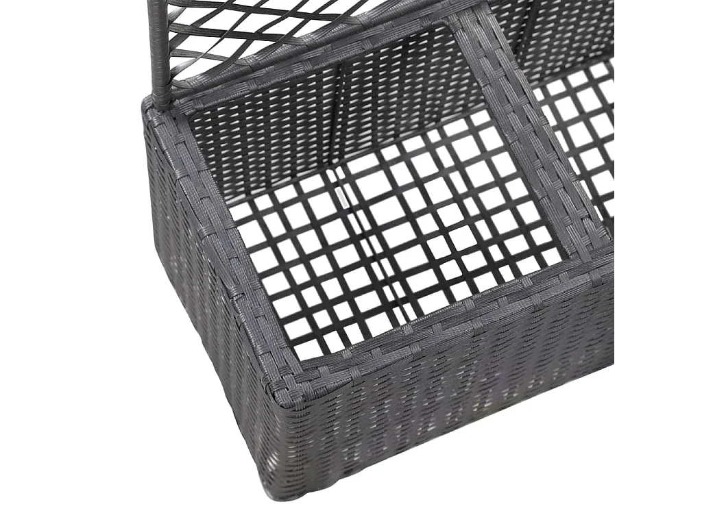 Jardinière treillis 2 pots 58x30x107 Résine tressée Marron