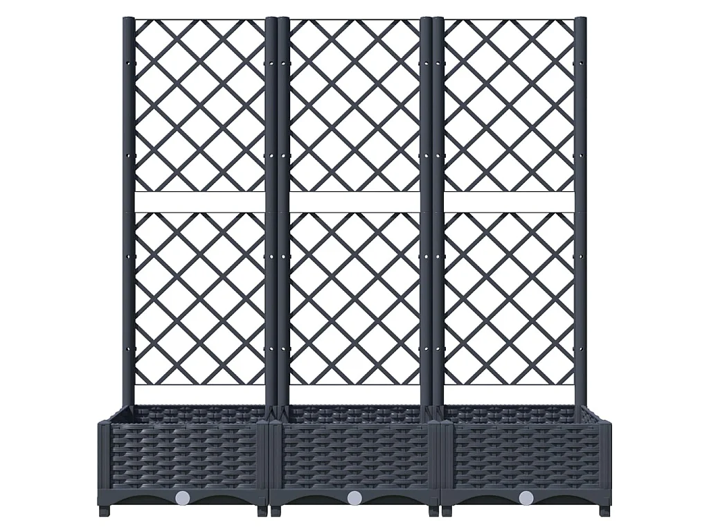 Jardinière avec treillis Gris foncé 120x40x121,5 PP