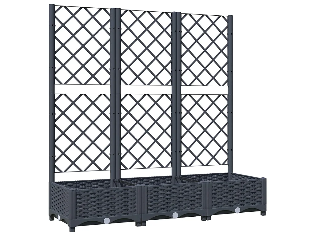 Jardinière avec treillis Gris foncé 120x40x121,5 PP