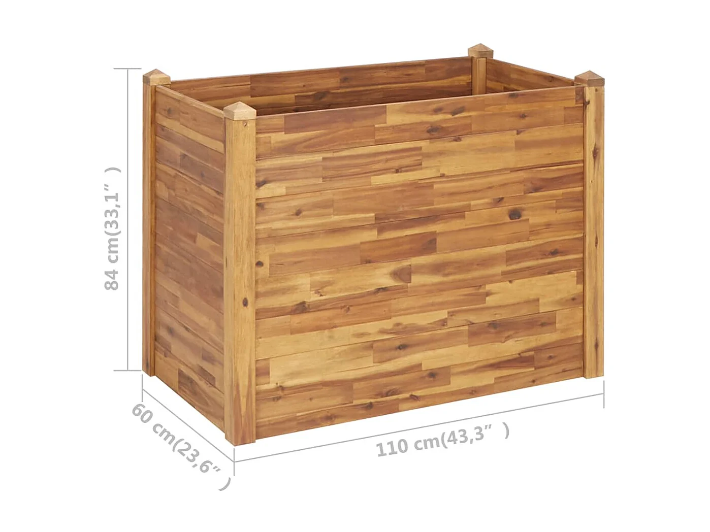 Jardinière 110x60x84 Bois massif d'acacia