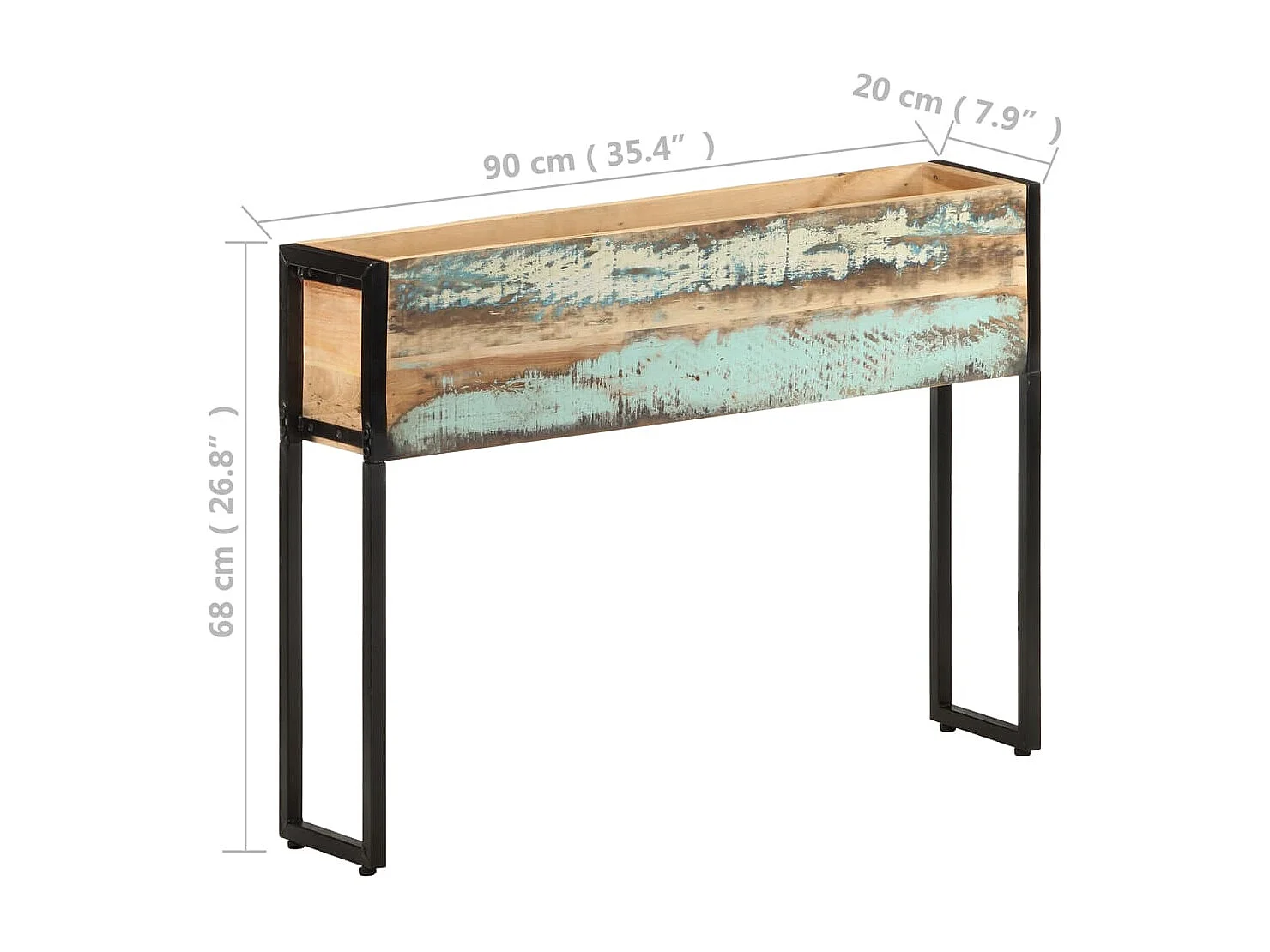 Jardinière 90x20x68 Bois de récupération massif