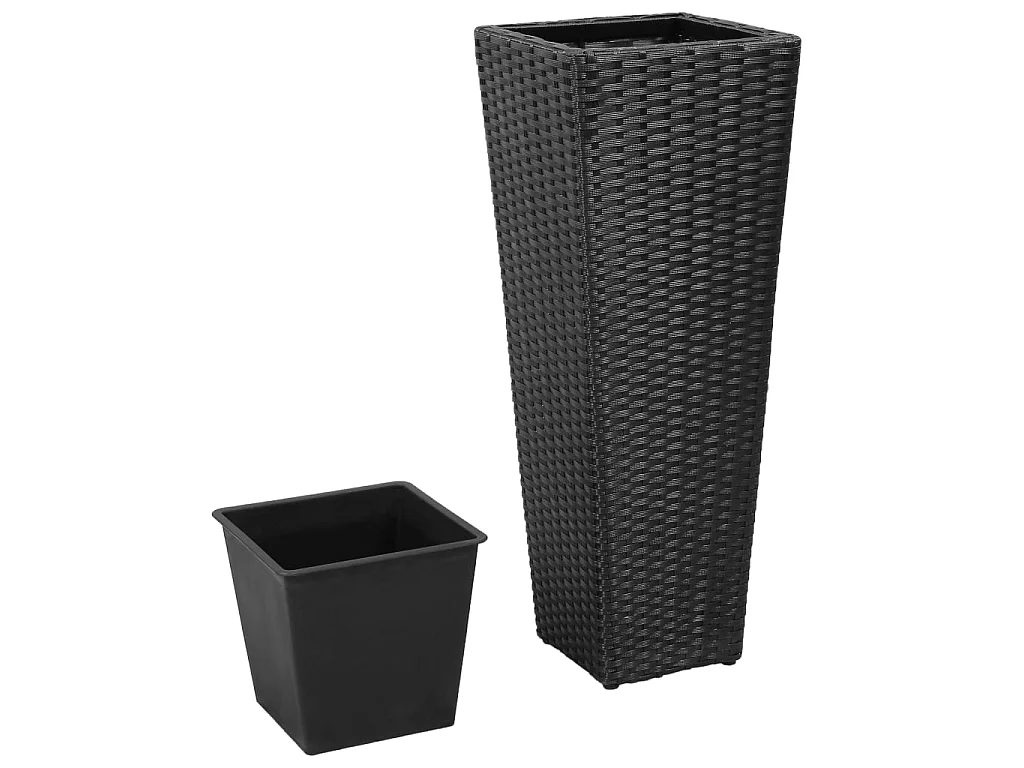 Jardinières 3 pcs Résine tressée Noir