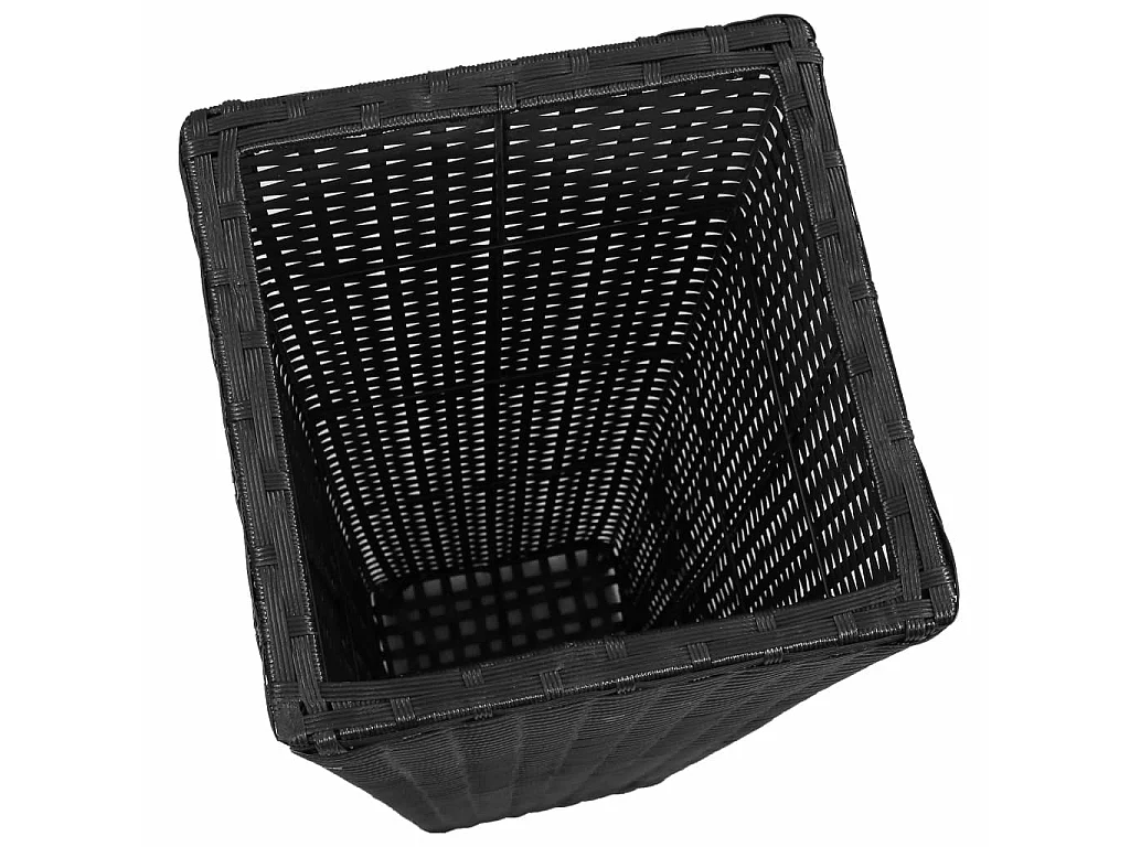 Jardinières 3 pcs Résine tressée Noir