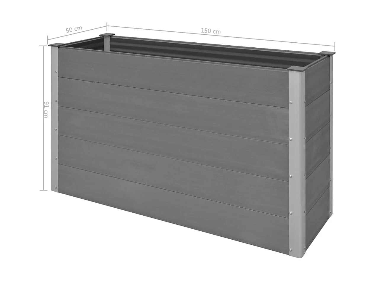 Jardinière WPC 150x50x91 Gris