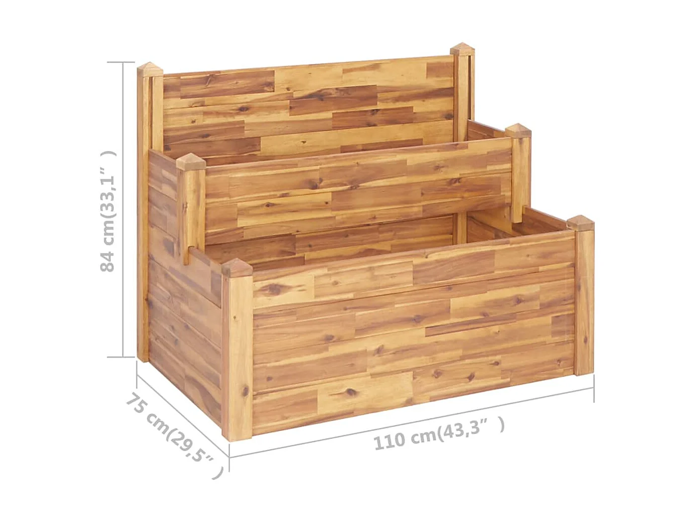 Jardinière sur 2 niveaux 110x75x84 Bois massif d'acacia