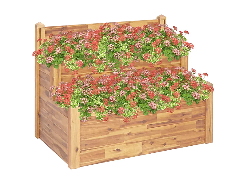 Jardinière sur 2 niveaux 110x75x84 Bois massif d'acacia