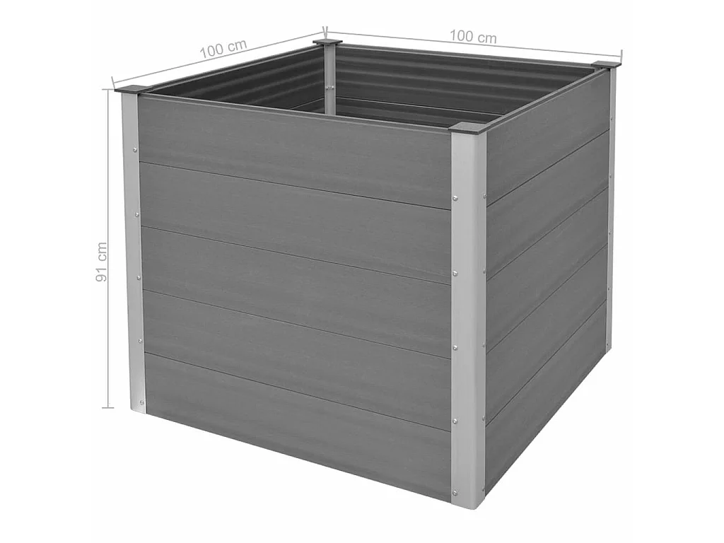 Lit surélevé de jardin WPC 100x100x91 Gris