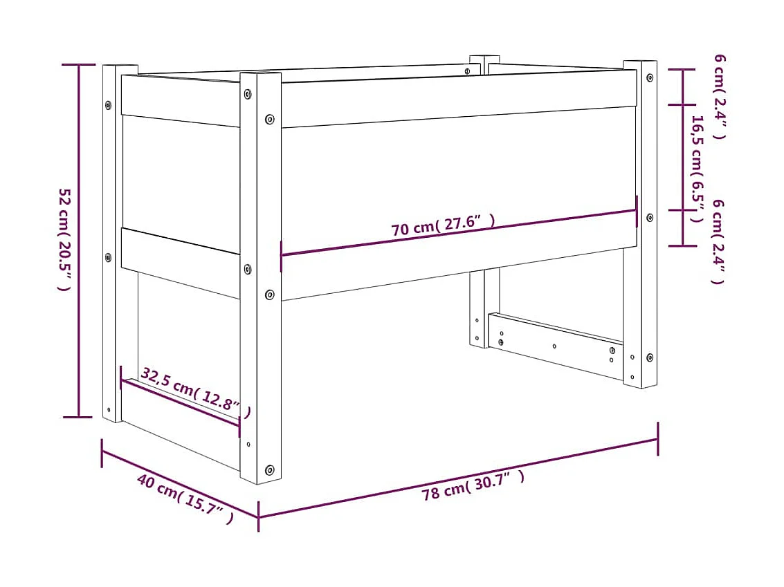 Jardinière Blanc 78x40x52 Bois massif de pin