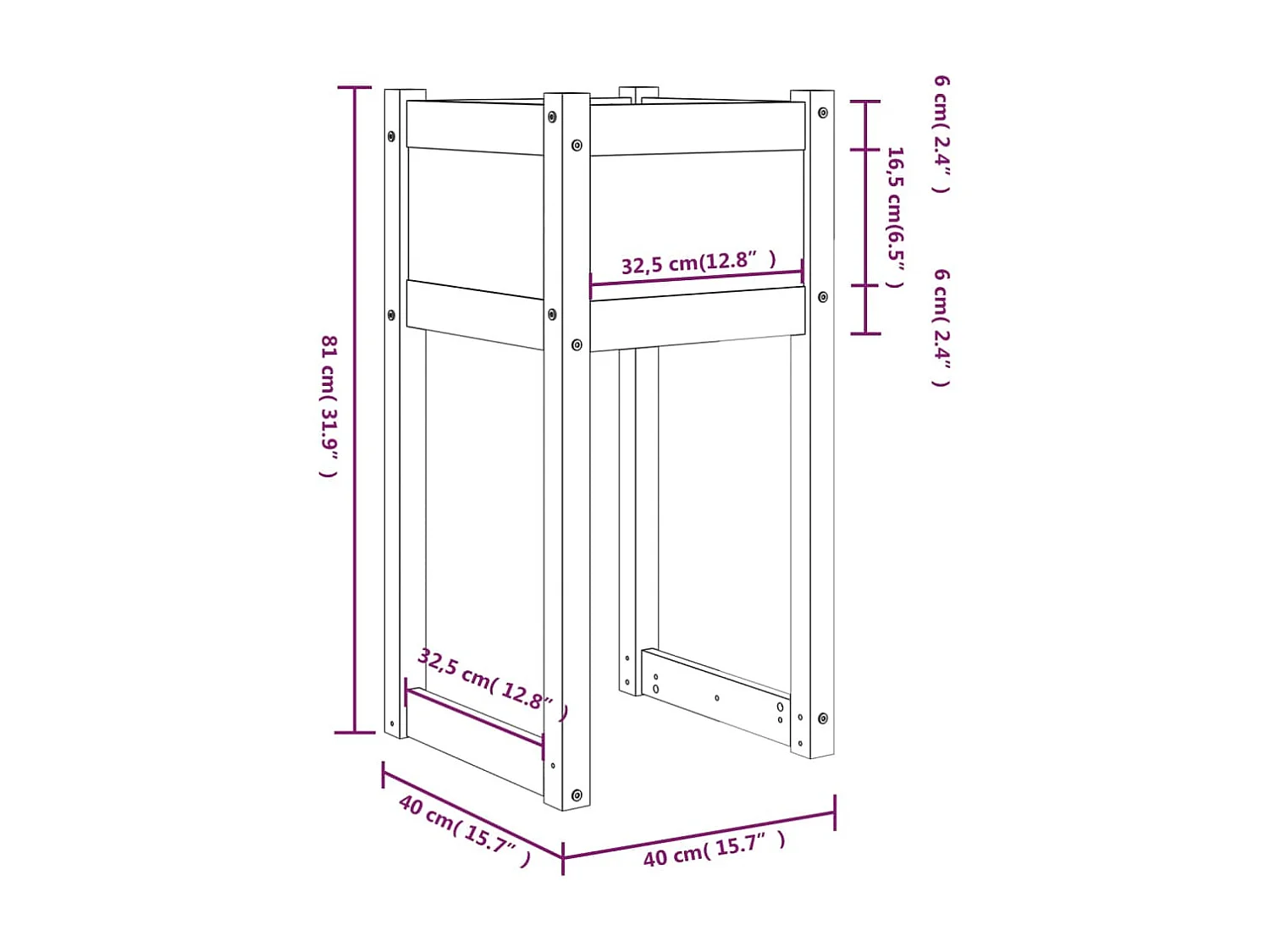 Jardinières 2 pcs Gris 40x40x81 Bois massif de pin