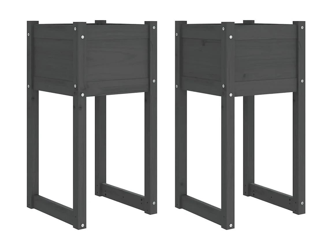 Jardinières 2 pcs Gris 40x40x81 Bois massif de pin