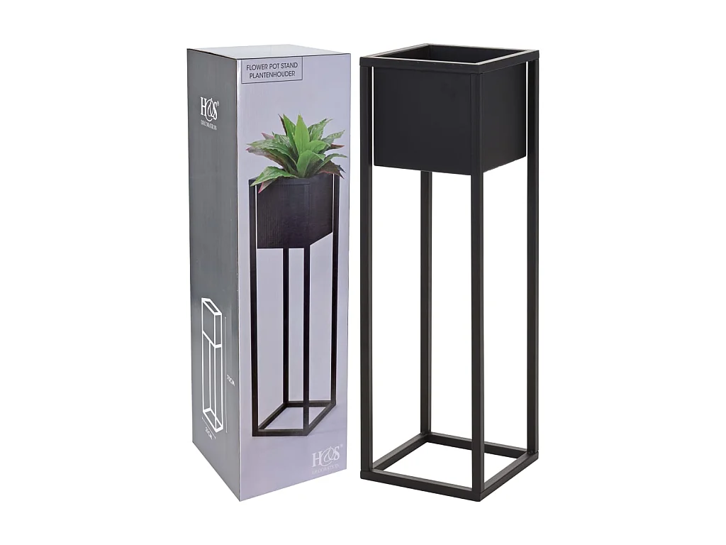 Home&Styling Pot de fleurs sur pied Métal Noir 70cm
