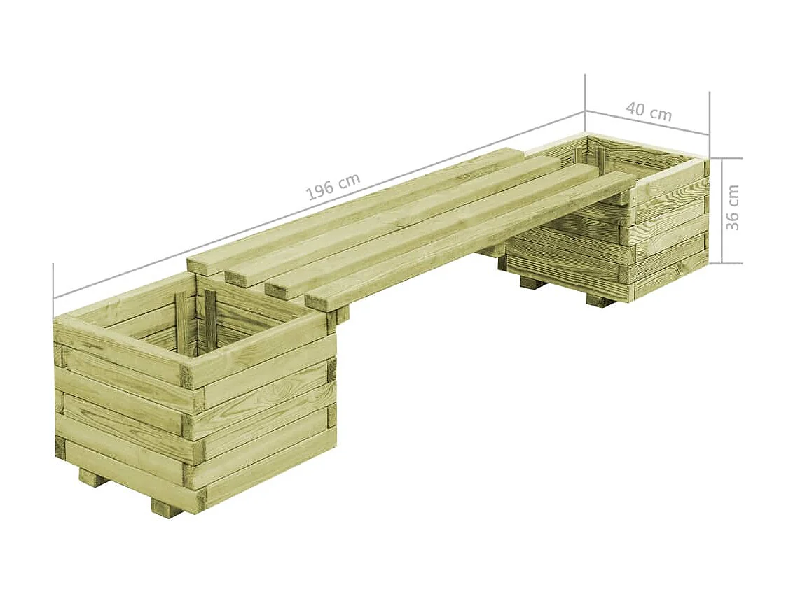 Banc de jardin à jardinières Bois de pin imprégné 2