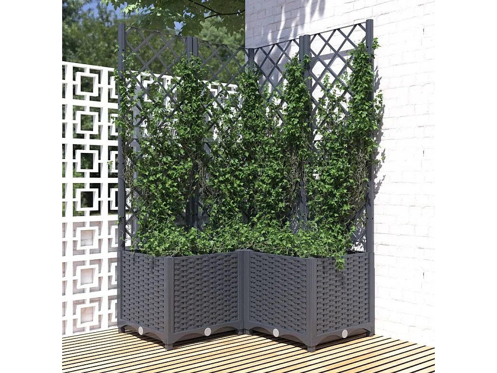 Jardinière avec treillis Gris foncé 80x80x136 PP
