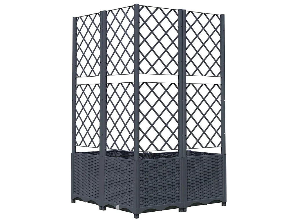 Jardinière avec treillis Gris foncé 80x80x136 PP