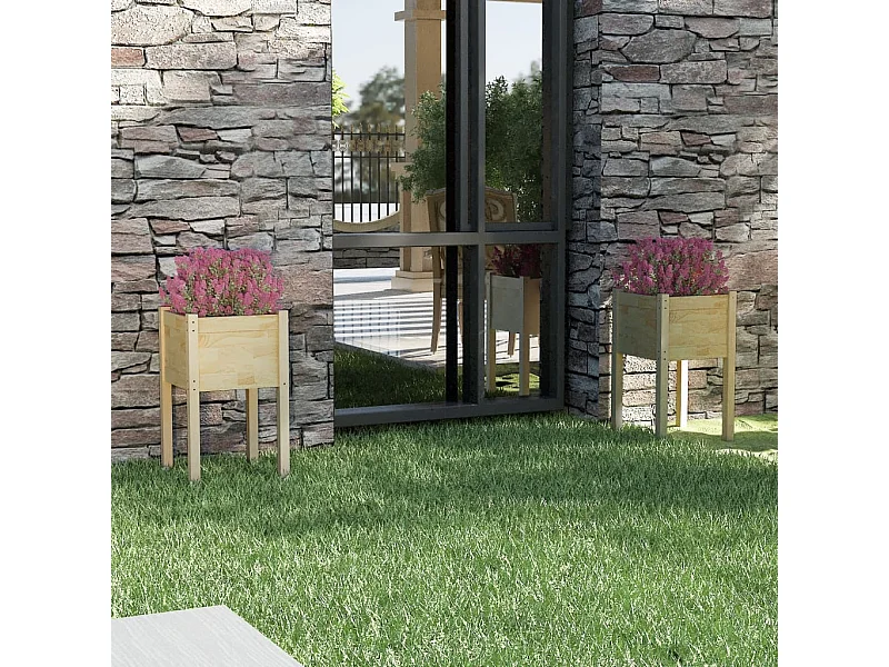 Jardinières d'extérieur 2 pcs 40x40x70 Bois de pin massif