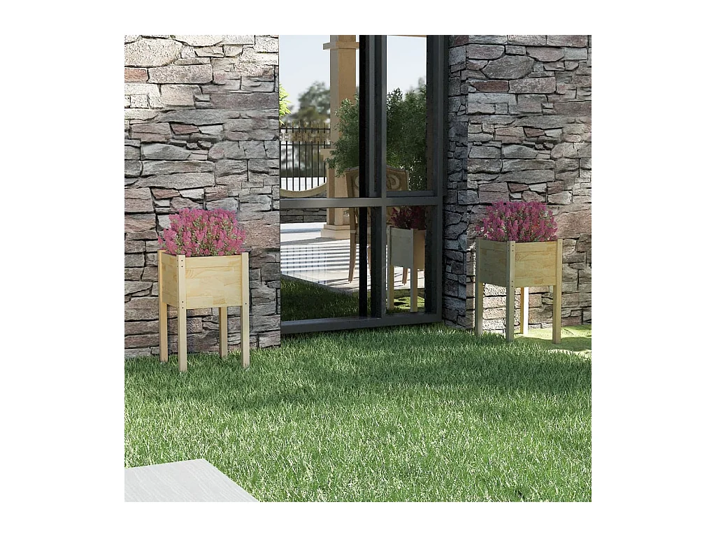 Jardinières d'extérieur 2 pcs 40x40x70 Bois de pin massif