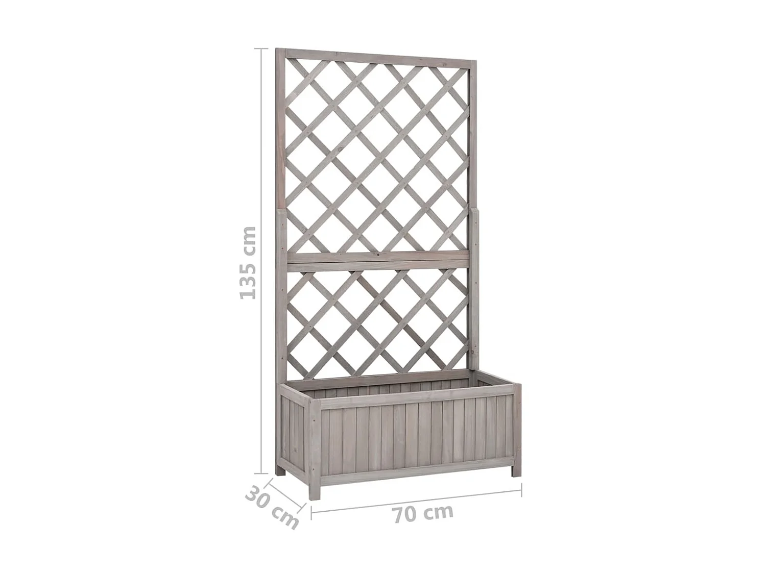 Jardinière à treillis de jardin Gris 70x30x135 Bois de sapin