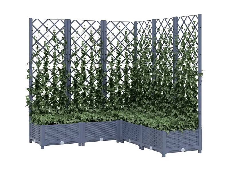 Jardinière avec treillis Gris foncé 120x120x121,5 PP